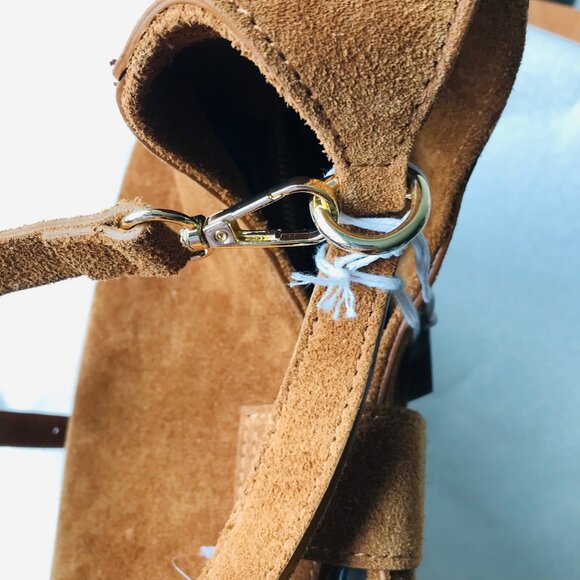 Viola Castellani  Double Compartment Suede  Turn Lock  Shoulder /Crossbody  Bag - Picture 10 of 12